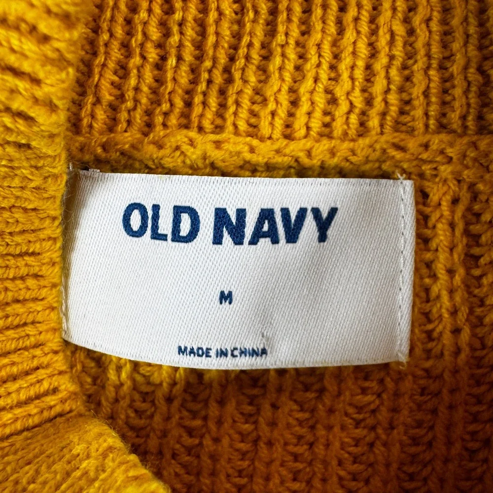 Old‎ Navy Womens Sweater Ribbed Knit Mock Neck Mustard Yellow Size M Pullover